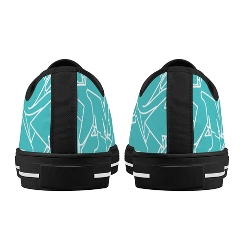 Axikronz 8T7 Canvas Low Top – Turquoise Mix Script | Hip - Hop Streetwear Shoes - Stykonz Graffiti Streetwear